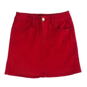 Juniors’ Dollhouse Red Jean Skirt